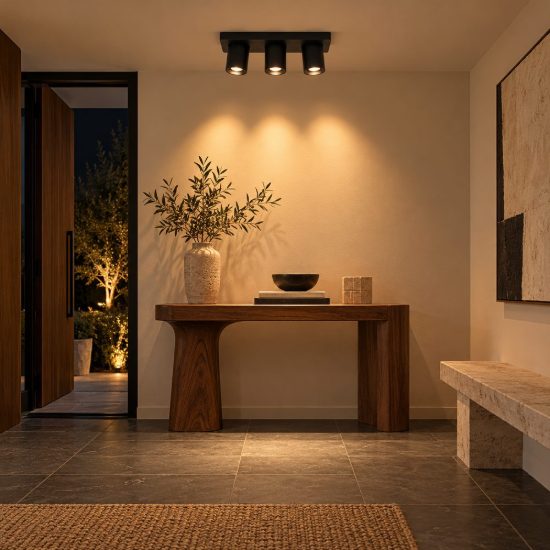Plafoniera con 3 faretti orientabili moderna nero led 15w dim to warm 2200k 3000k