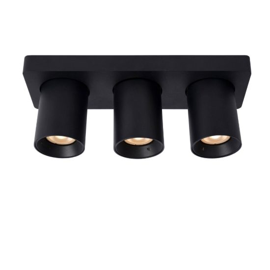 Plafoniera con 3 faretti orientabili moderna nero led 15w dim to warm 2200k 3000k
