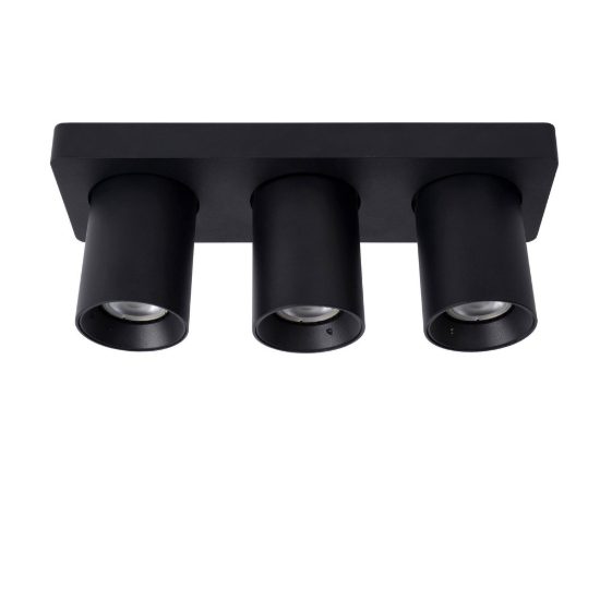Plafoniera con 3 faretti orientabili moderna nero led 15w dim to warm 2200k 3000k