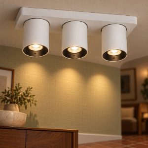 Plafoniera con 3 faretti orientabili moderna bianco led 15w dim to warm 2200k 3000k