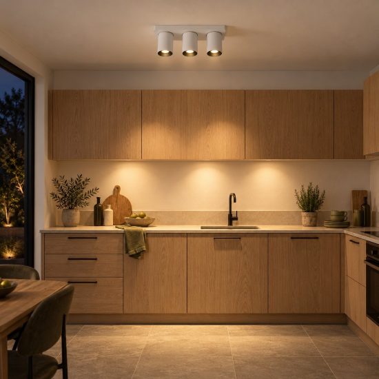 Plafoniera con 3 faretti orientabili moderna bianco led 15w dim to warm 2200k 3000k