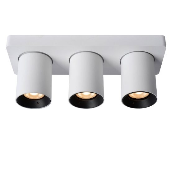 Plafoniera con 3 faretti orientabili moderna bianco led 15w dim to warm 2200k 3000k