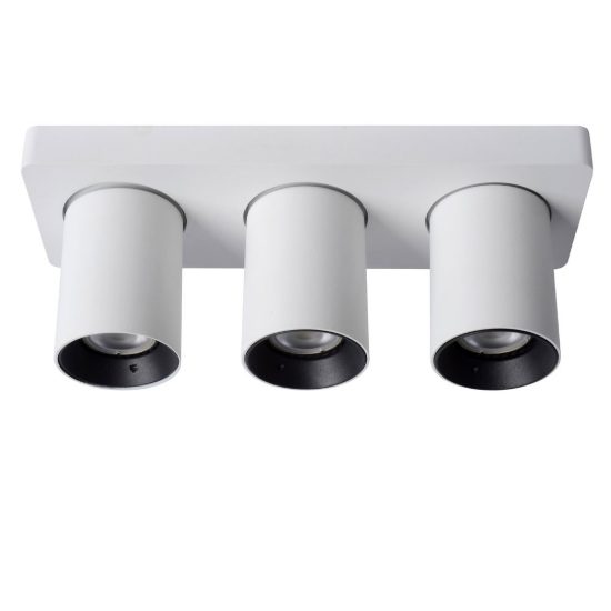 Plafoniera con 3 faretti orientabili moderna bianco led 15w dim to warm 2200k 3000k