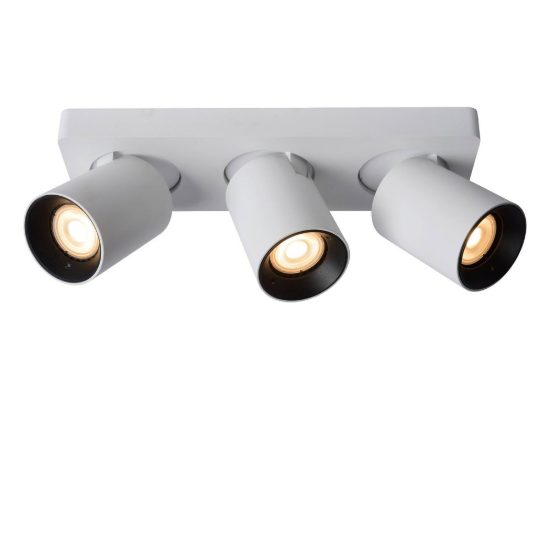 Plafoniera con 3 faretti orientabili moderna bianco led 15w dim to warm 2200k 3000k