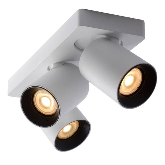 Plafoniera con 3 faretti orientabili moderna bianco led 15w dim to warm 2200k 3000k