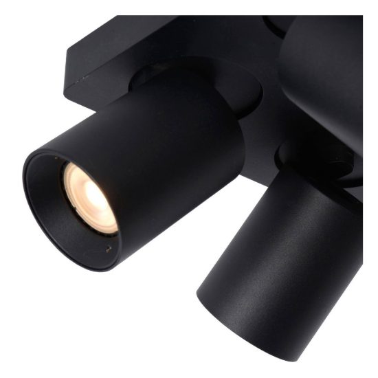 Plafoniera con 4 faretti orientabili moderna quadrata nero led 20w dim to warm 2200k 3000k