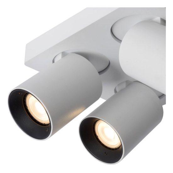 Plafoniera con 4 faretti orientabili moderna quadrata bianco led 20w dim to warm 2200k 3000k