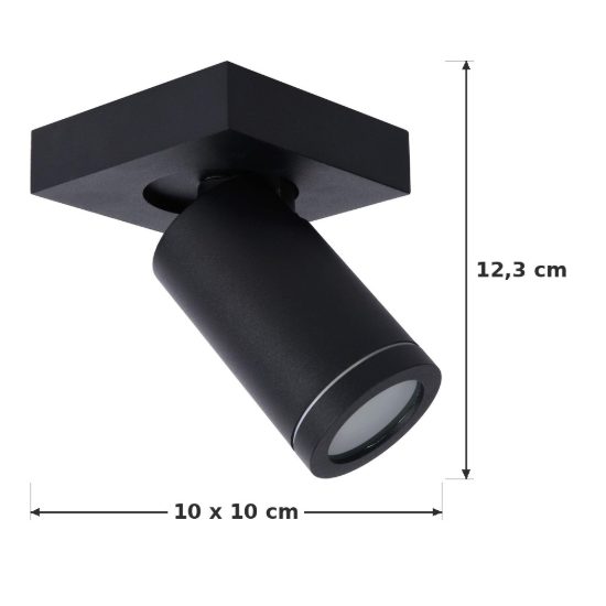 Faretto da soffitto per bagno orientabile moderno nero led 5w dim to warm 2200k 3000k ip44