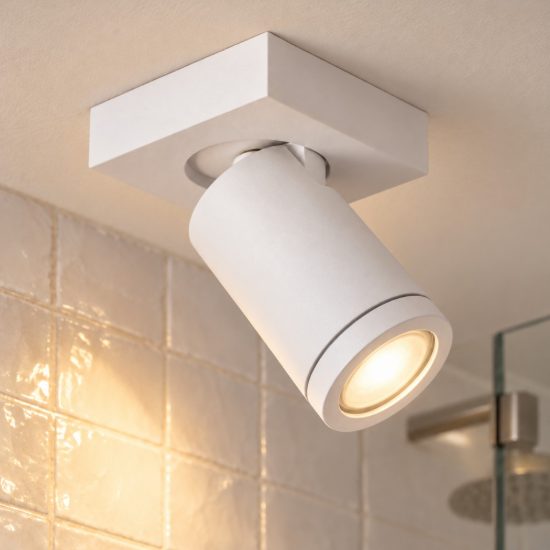 Faretto da soffitto per bagno orientabile moderno bianco led 5w dim to warm 2200k 3000k ip44