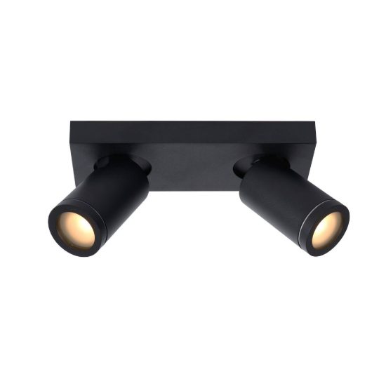 Plafoniera con 2 faretti orientabili per bagno moderna nero led 10w dim to warm 2200k 3000k ip44