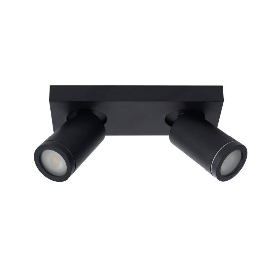 Plafoniera con 2 faretti orientabili per bagno moderna nero led 10w dim to warm 2200k 3000k ip44