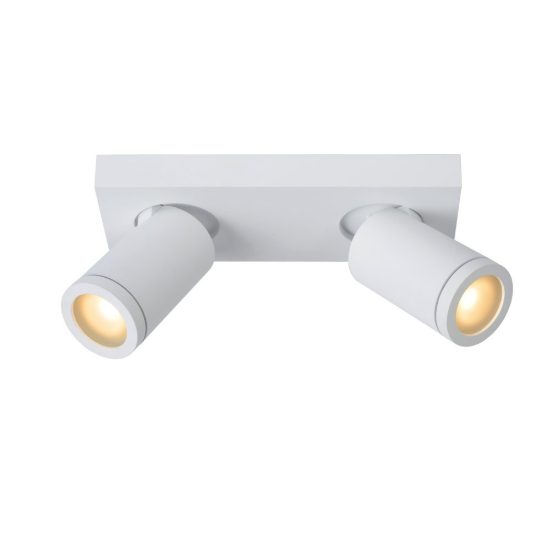 Plafoniera con 2 faretti orientabili per bagno moderna bianco led 10w dim to warm 2200k 3000k ip44