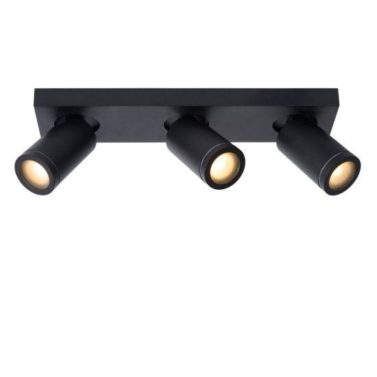 Plafoniera con 3 faretti orientabili per bagno moderna nero led 15w dim to warm 2200k 3000k ip44