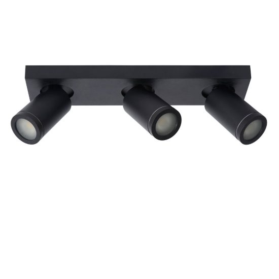 Plafoniera con 3 faretti orientabili per bagno moderna nero led 15w dim to warm 2200k 3000k ip44