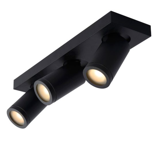 Plafoniera con 3 faretti orientabili per bagno moderna nero led 15w dim to warm 2200k 3000k ip44
