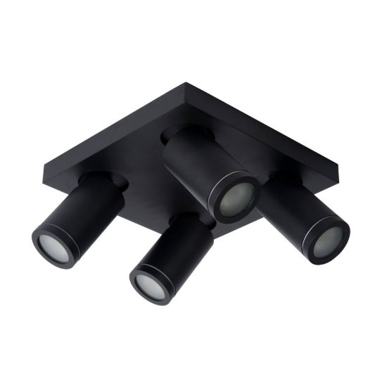 Plafoniera con 4 faretti orientabili per bagno moderna nero led 20w dim to warm 2200k 3000k ip44