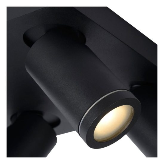 Plafoniera con 4 faretti orientabili per bagno moderna nero led 20w dim to warm 2200k 3000k ip44