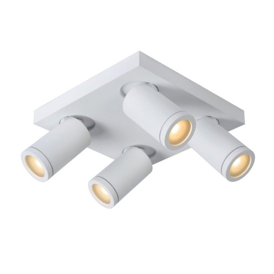 Plafoniera con 4 faretti orientabili per bagno moderna bianco led 20w dim to warm 2200k 3000k ip44