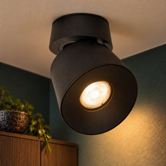 Faretto da soffitto conico per soggiorno orientabile moderno nero