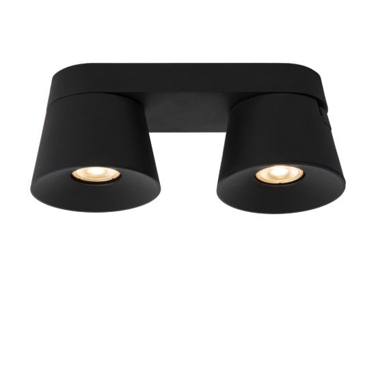 Plafoniera con 2 faretti conici orientabili moderna ovale nero