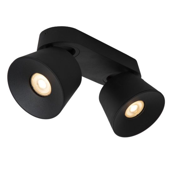 Plafoniera con 2 faretti conici orientabili moderna ovale nero