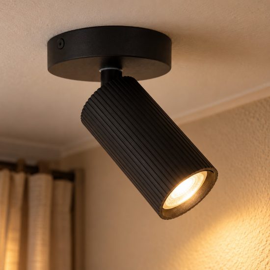 Faretto da soffitto rigato per soggiorno orientabile moderno nero