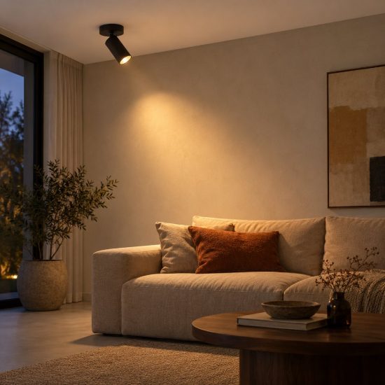 Faretto da soffitto rigato per soggiorno orientabile moderno nero