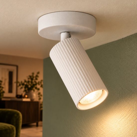Faretto da soffitto rigato per salotto orientabile moderno bianco