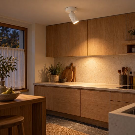 Faretto da soffitto rigato per salotto orientabile moderno bianco