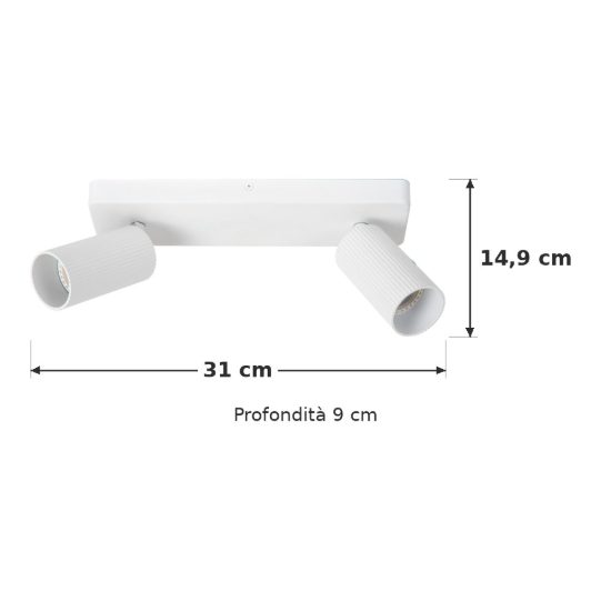 Plafoniera con 2 faretti rigati orientabili moderna bianco