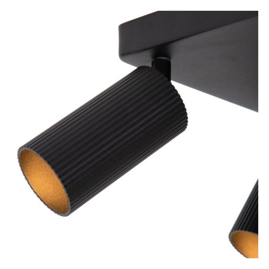 Plafoniera con 4 faretti rigati orientabili moderna quadrata nero