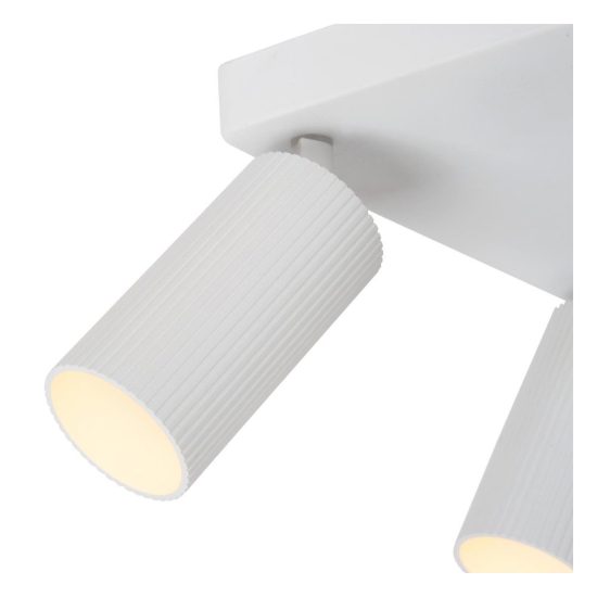 Plafoniera con 4 faretti rigati orientabili moderna quadrata bianco