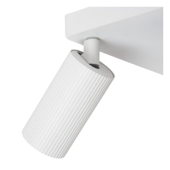 Plafoniera con 4 faretti rigati orientabili moderna quadrata bianco
