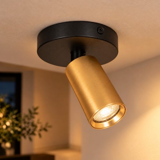 Faretto da soffitto a tubo sottile per sala da pranzo orientabile moderno oro nero