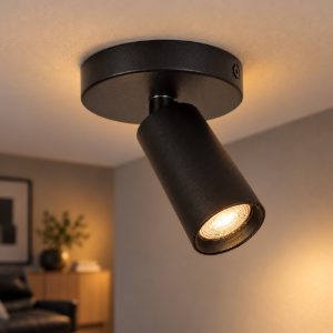 Faretto da soffitto a tubo sottile per soggiorno orientabile moderno nero