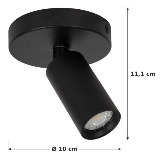 Faretto da soffitto a tubo sottile per soggiorno orientabile moderno nero