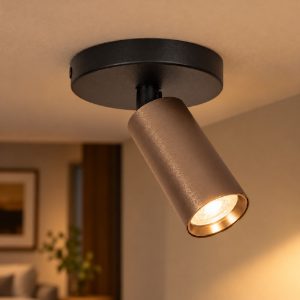 Faretto da soffitto a tubo sottile per salotto orientabile moderno caffe nero