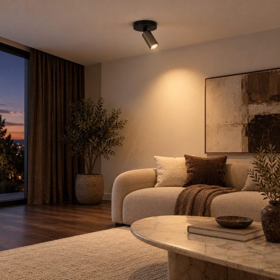 Faretto da soffitto a tubo sottile per salotto orientabile moderno caffe nero
