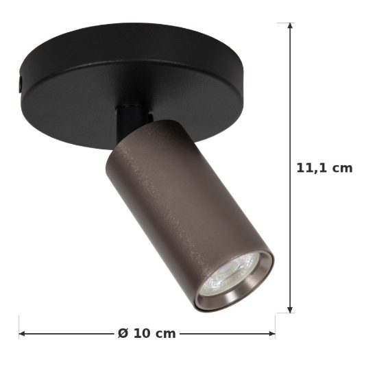 Faretto da soffitto a tubo sottile per salotto orientabile moderno caffe nero