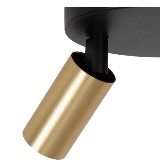 Plafoniera con 2 faretti a tubo sottile orientabili moderna rotonda oro nero