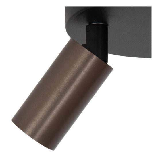 Plafoniera con 2 faretti a tubo sottile orientabili moderna rotonda caffe nero