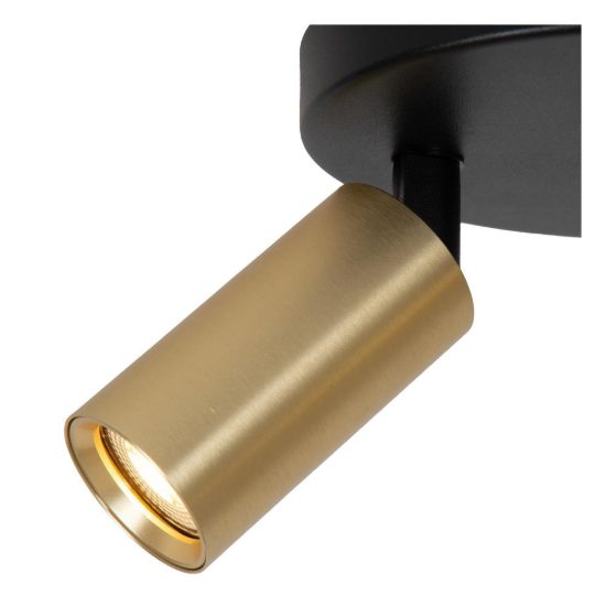 Plafoniera con 3 faretti a tubo sottile orientabili moderna rotonda oro nero