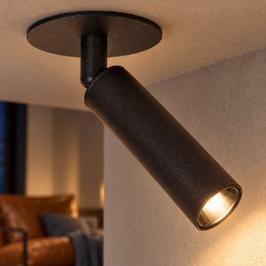 Faretto da soffitto a tubo per soggiorno orientabile moderno nero