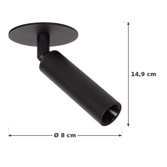 Faretto da soffitto a tubo per soggiorno orientabile moderno nero