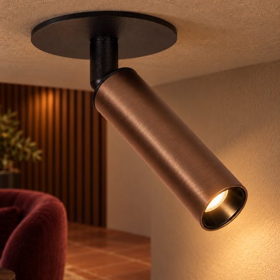 Faretto da soffitto a tubo per salotto orientabile moderno caffe nero