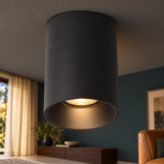 Faretto da soffitto cilindrico per soggiorno moderno nero oro