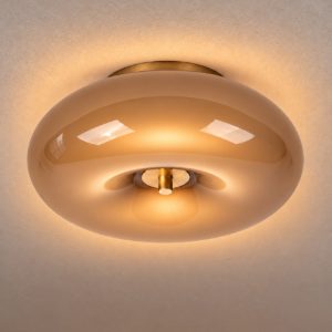 Plafoniera rotonda contemporanea tortora oro