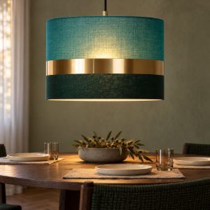 Lampadario a sospensione a cilindro per sala da pranzo contemporaneo verde oro
