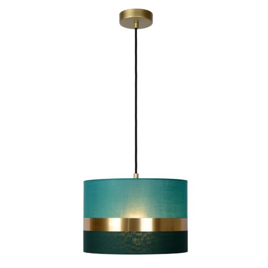 Lampadario a sospensione a cilindro per sala da pranzo contemporaneo verde oro