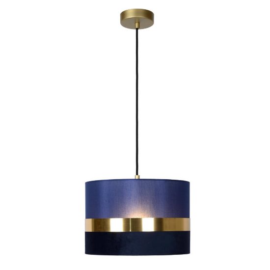 Lampadario a sospensione a cilindro per sala da pranzo contemporaneo blu oro